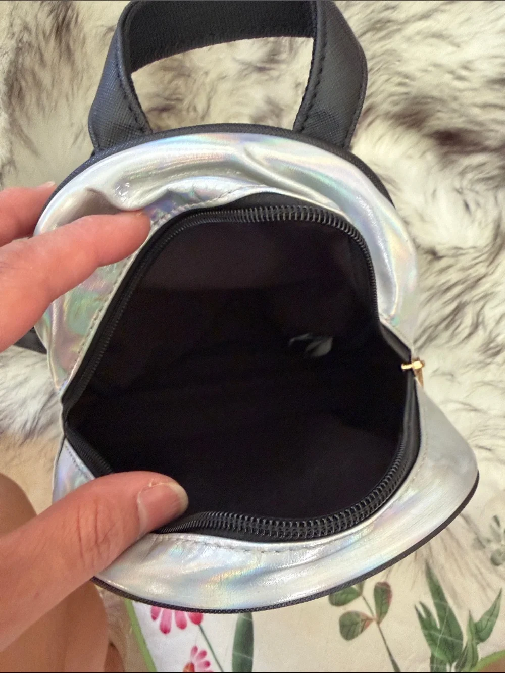 Star Wars Grogu Baby Joda Holographic Silver Mini Backpack